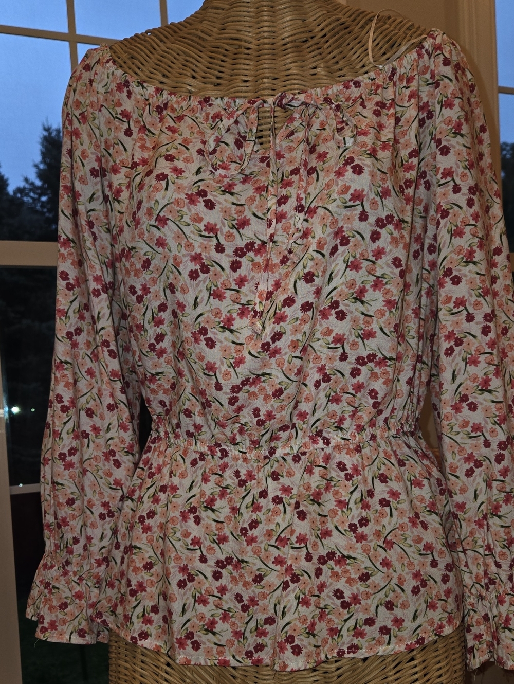 Blue Rain For Anthro Pink Floral Peasant Blouse